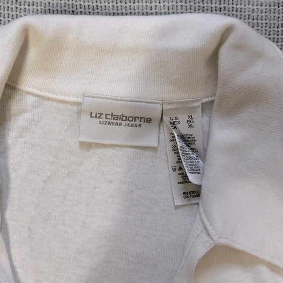 Liz Claiborne Collared Tee White | Women’s Extra Large (J) - Picture 4 of 5